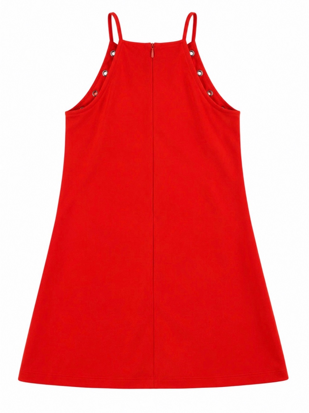 Daniel Cremieux Red A-Line Spaghetti Strap Dress Gold Grommet Detail - Picture 8 of 13